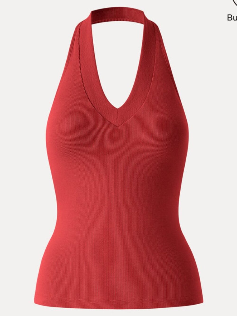 OGL Red Flame Halter Neck Open Back Bra Tank Size Medium NWT New With Tags